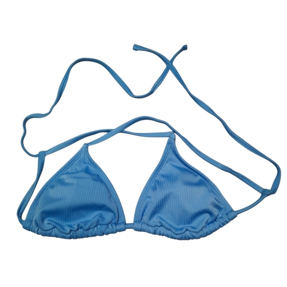 Wild Fable Blue Ribbed Bikini Top Size Small - Picture 2 of 5